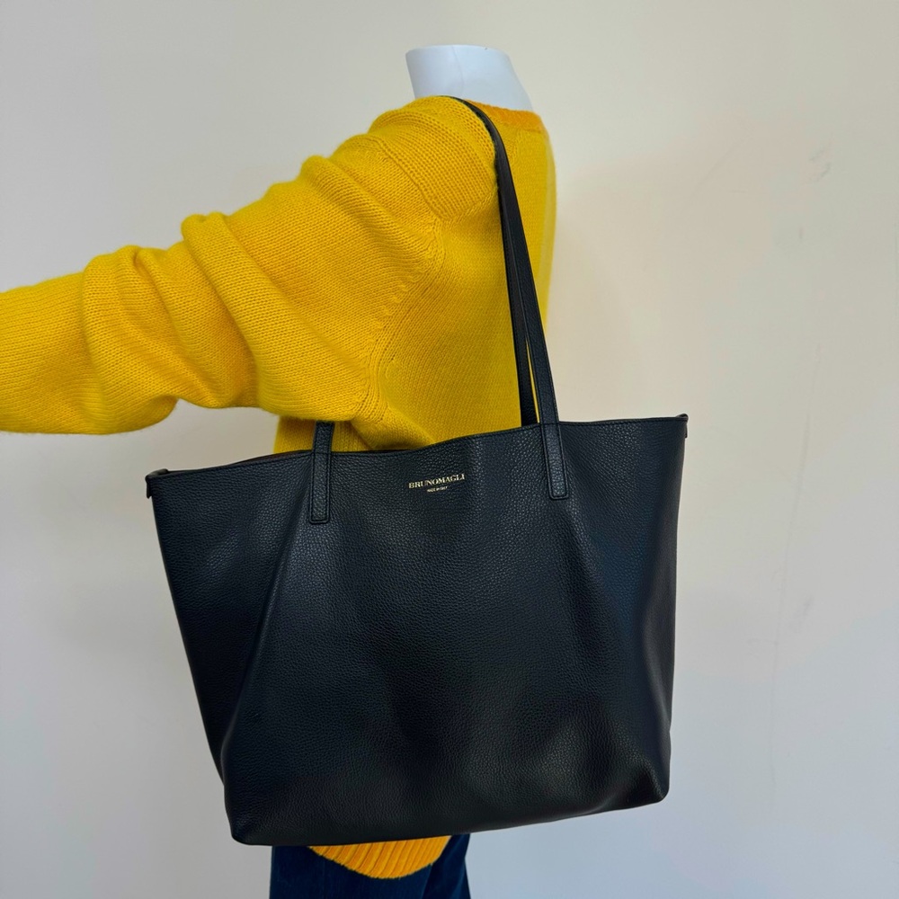 Bruno Magli Black Leather Tote Bag